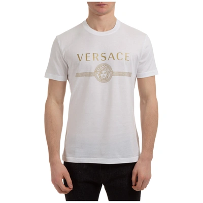 Shop Versace Men's Short Sleeve T-shirt Crew Neckline Jumper Medusa In White