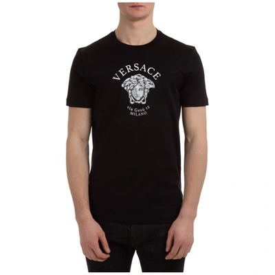 Shop Versace Men's Short Sleeve T-shirt Crew Neckline Jumper Medusa In Black