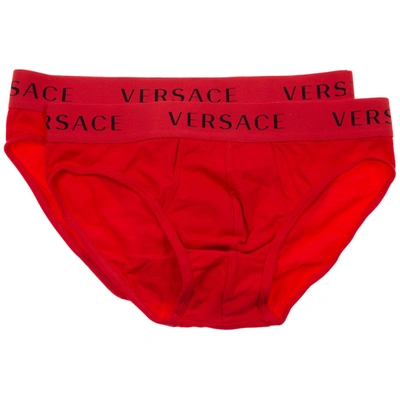 Shop Versace Men's Underwear Briefs 2 Pack In Red