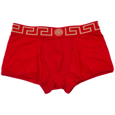 Shop Versace Men's Cotton Underwear Boxer Shorts In Red