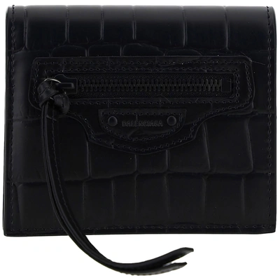 Shop Balenciaga Women's Genuine Leather Wallet Credit Card Bifold In Black