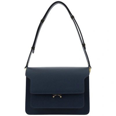 Shop Marni Women's Leather Shoulder Bag Trunk In Blue