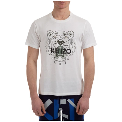Shop Kenzo Men's Short Sleeve T-shirt Crew Neckline Jumper Tiger In White
