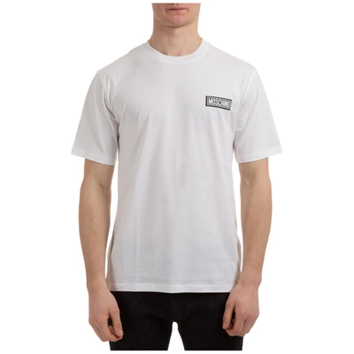 Shop Moschino Men's Short Sleeve T-shirt Crew Neckline Jumper Rubber Logo In White