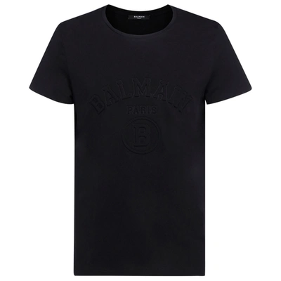 Shop Balmain Men's Short Sleeve T-shirt Crew Neckline Jumper In Black