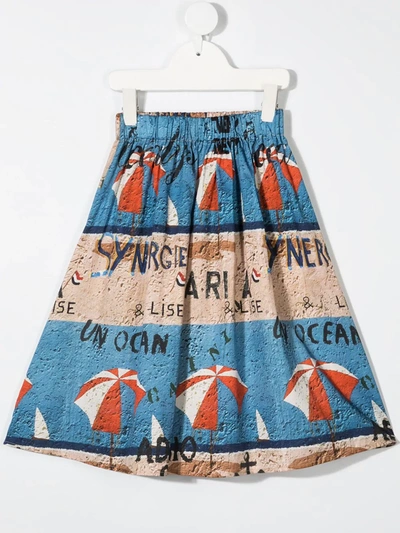 Shop Wolf & Rita Parasol Print Cotton Skirt In Blue