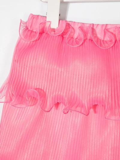 Shop Alberta Ferretti Pleated Tiered Mini Skrit In Pink