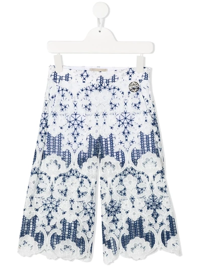 Shop Elie Saab Junior Floral Lace Knee-length Shorts In White