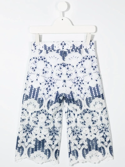 Shop Elie Saab Junior Floral Lace Knee-length Shorts In White