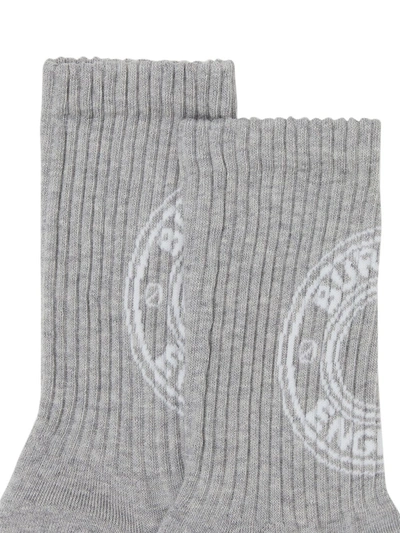 Shop Burberry Logo Graphic-intarsia Socks In Grey
