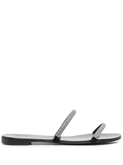 Shop Giuseppe Zanotti Croisette Crystal-embellished Sandals In Black