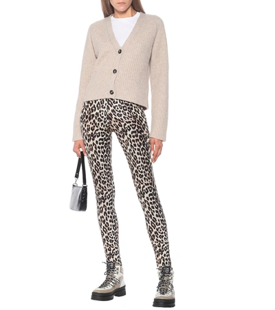 Shop Ganni Leopard-print Leggings In Brown