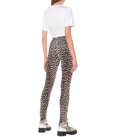 Ganni Leopard-print High-waisted Leggings In Beige,black | ModeSens