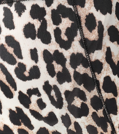 Shop Ganni Leopard-print Leggings In Brown