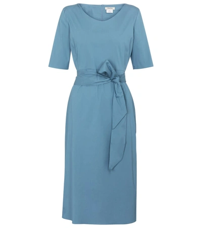 Shop 's Max Mara Liriche Cotton Poplin-blend Midi Dress In Blue
