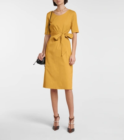 Shop 's Max Mara Liriche Cotton Poplin-blend Midi Dress In Yellow