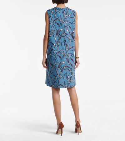 Shop Max Mara Nola Printed Cotton Minidress In Blue