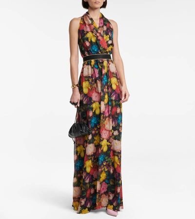 Shop Max Mara Paggio Floral Silk Maxi Dress In Multicoloured
