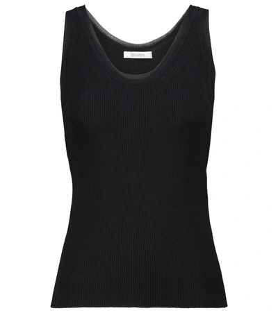 Shop Max Mara Zadar Ribbed-knit Tank Top In Black