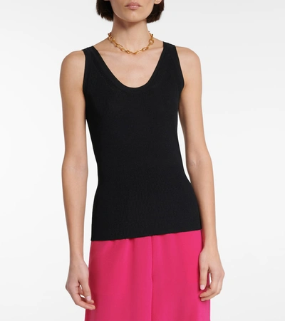 Shop Max Mara Zadar Ribbed-knit Tank Top In Black