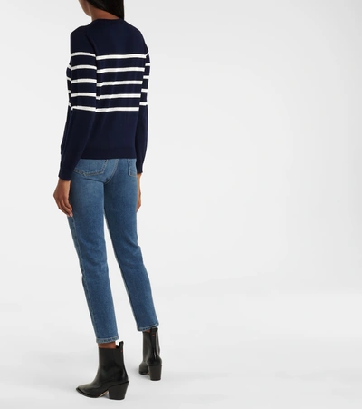 Shop Apc Cordelia Striped Cotton-blend Sweater In Blue