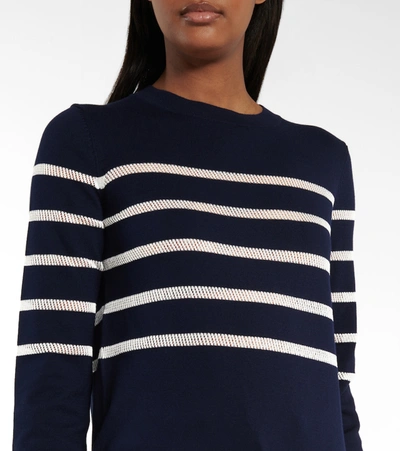 Shop Apc Cordelia Striped Cotton-blend Sweater In Blue