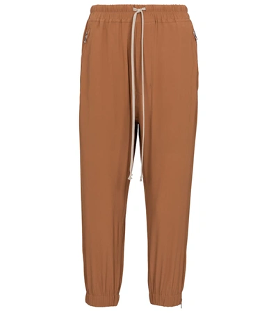 Shop Rick Owens Astaires Silk-blend Sweatpants In Brown