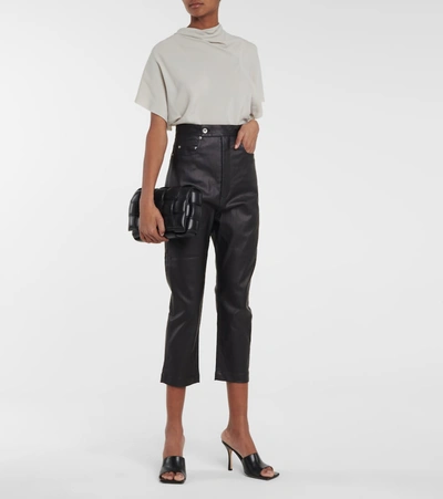 Shop Rick Owens Drkshdw Lacquered Cropped Jeans In Black