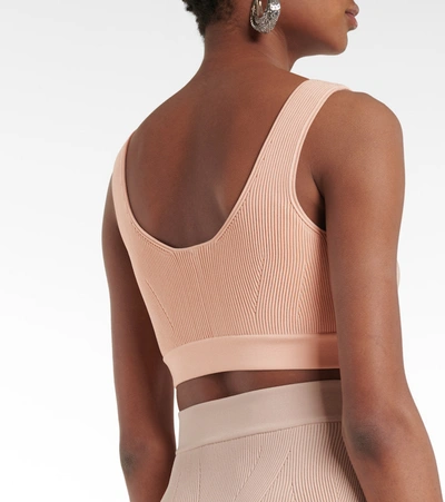 Shop Alexander Mcqueen Ribbed-knit Bralette In Pink