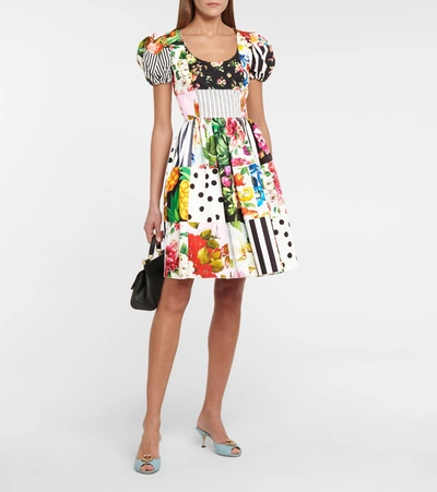 Dolce & Gabbana Sicilian Patchwork Mini Poplin Dress In Multicoloured