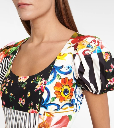 Dolce & Gabbana Sicilian Patchwork Mini Poplin Dress In Multicoloured