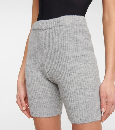 Shop Nanushka Siu Ribbed-knit Biker Shorts In Grey