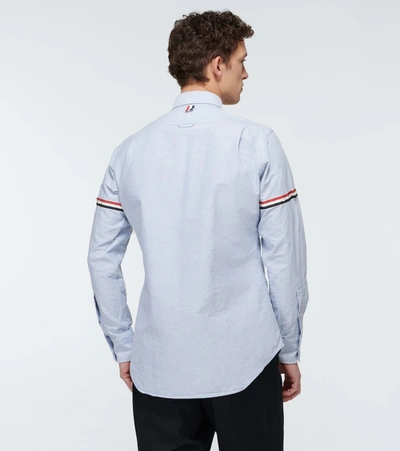 Thom Browne Oxford Striped Grosgrain Armband Classic Shirt In Blue