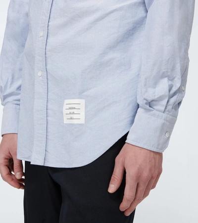Thom Browne Oxford Striped Grosgrain Armband Classic Shirt In Blue