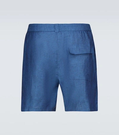 Shop Loro Piana Bay Sprint Linen Shorts In Blue