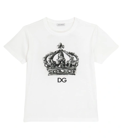 Shop Dolce & Gabbana Printed Cotton Jersey T-shirt In White
