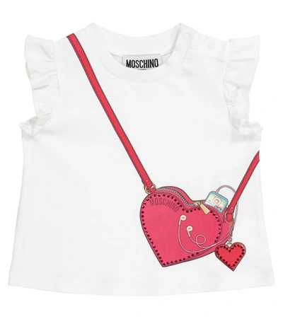 Shop Moschino Baby Stretch-cotton T-shirt In White