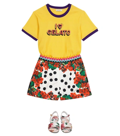 Shop Dolce & Gabbana Printed Cotton Poplin Shorts In Multicoloured