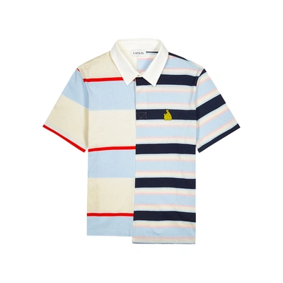 Shop Lanvin Striped Cotton Polo Shirt In Multicoloured