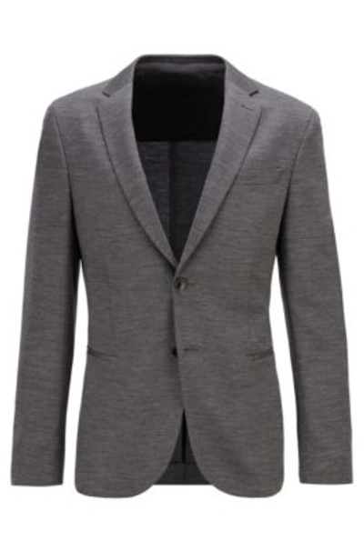 Shop Hugo Boss Slim Fit Jacket In Traceable Melange Virgin Wool In Grey