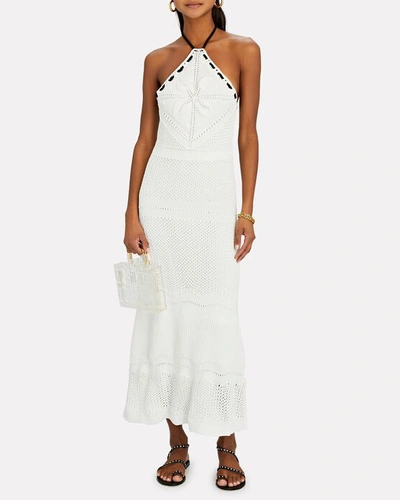 Shop Alexis Ibada Crochet Halter Maxi Dress In White