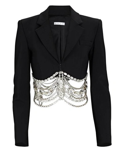 Shop Area Crystal Baguette Cropped Blazer In Black