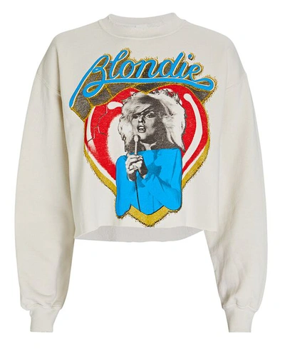Shop Madeworn Cropped Blondie Sweatshirt In White