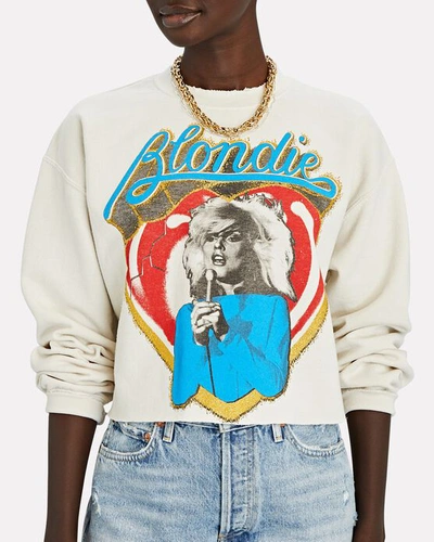 Shop Madeworn Cropped Blondie Sweatshirt In White