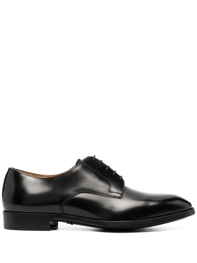 Shop Giorgio Armani Lace-up Leather Shoes In Black