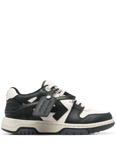Off-white Out Of Office Bicolor Low-top Leather Sneakers In Black 