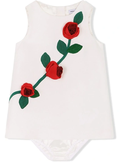 Shop Dolce & Gabbana Floral Appliqué Dress In White