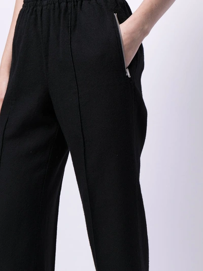 Pre-owned Comme Des Garçons Wide-legged Cropped Trousers In Black