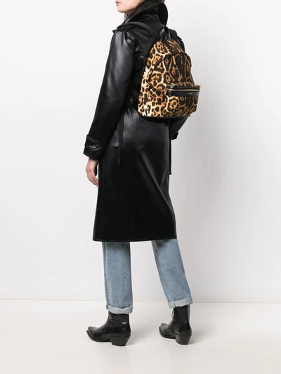 Shop Saint Laurent Leopard-print Backpack In Neutrals