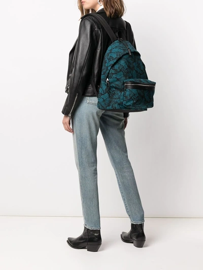 Shop Saint Laurent City Tropical-print Backpack In Blue